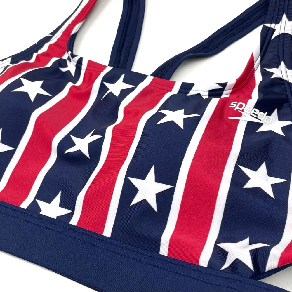 Speedo | NWT Striped Star American Flag Swim Bikini Top - Picture 3 of 6